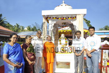 The marble statue of P.A.C. Ramasamy Raja was unveiled by Swami