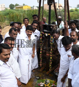 PTR Palanivel Thiagarajan, MLA ,inaugurating the Borewell work at ...